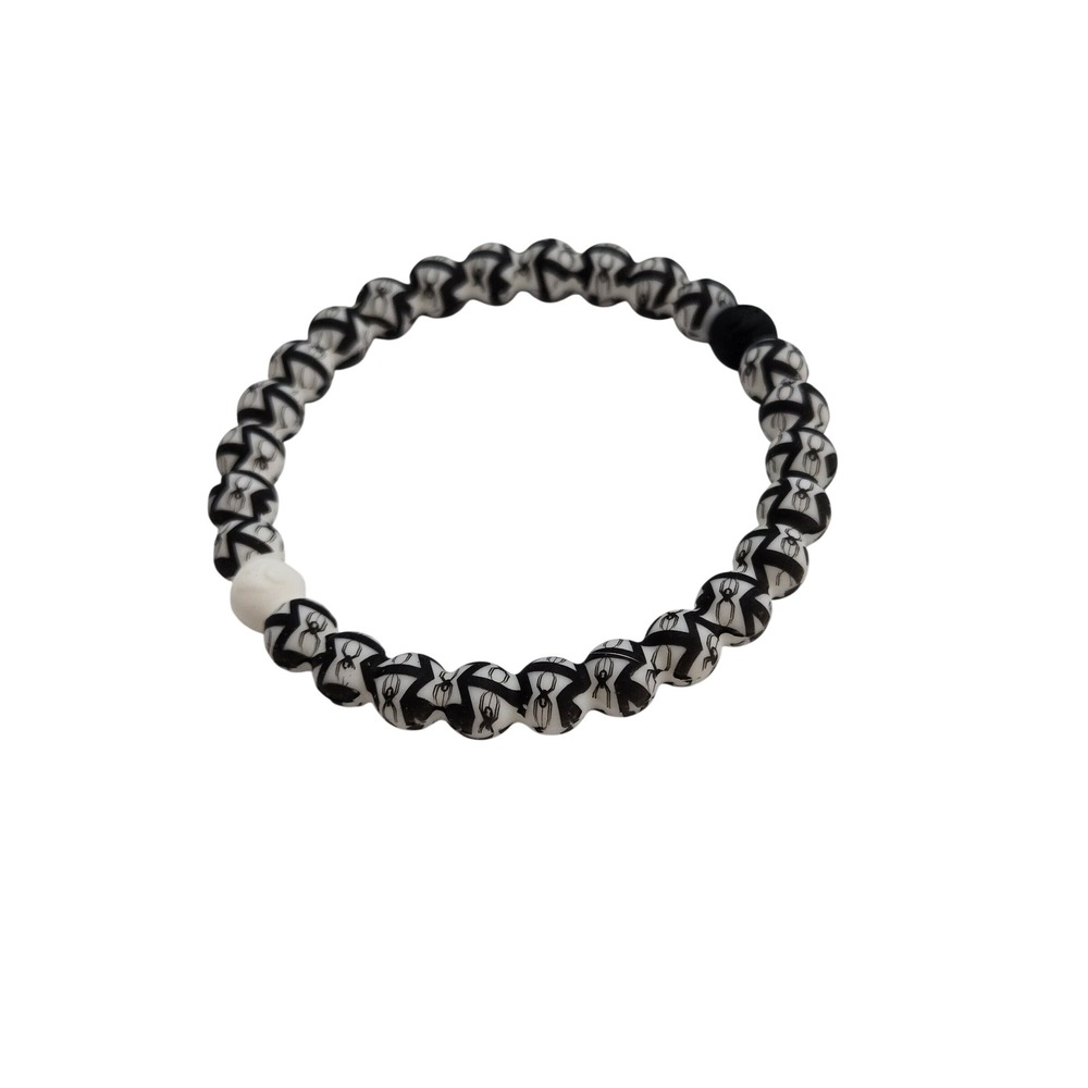 Lokai Unisex Marvel Black Widow Silicone Bead Bracelet Black White Large